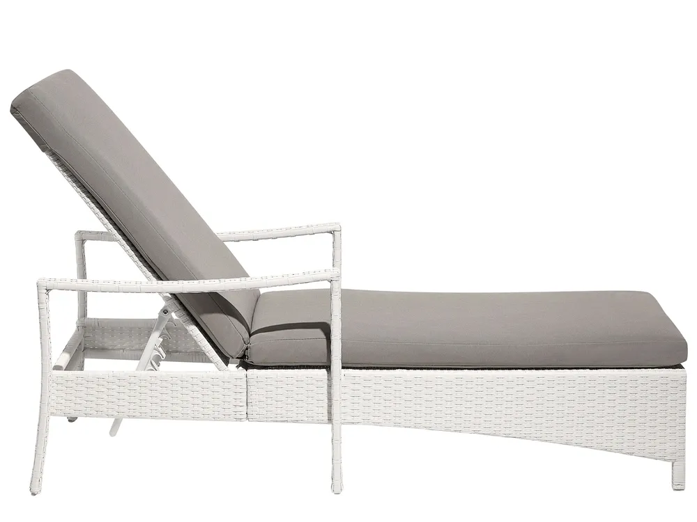 Sonnenliege mit Kissen VASTO mit Relaxfunktion Polyrattan Weiß_802180