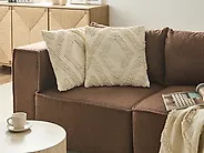 Dekokissen 2er Set CATALPA 45 x 45 cm Baumwolle Weiß Geometrisches Muster_1184528
