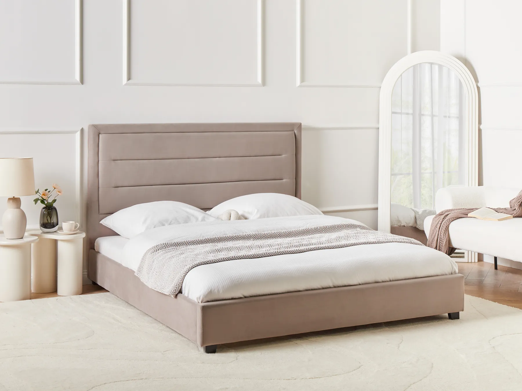 Bed Velvet ROUEN 160 x 200 cm (EU King Size) Taupe_1004653