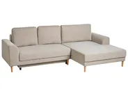 Eckschlafsofa 3-Sitzer NUBORG Chenillegewebe Hellbeige linksseitig_1017675