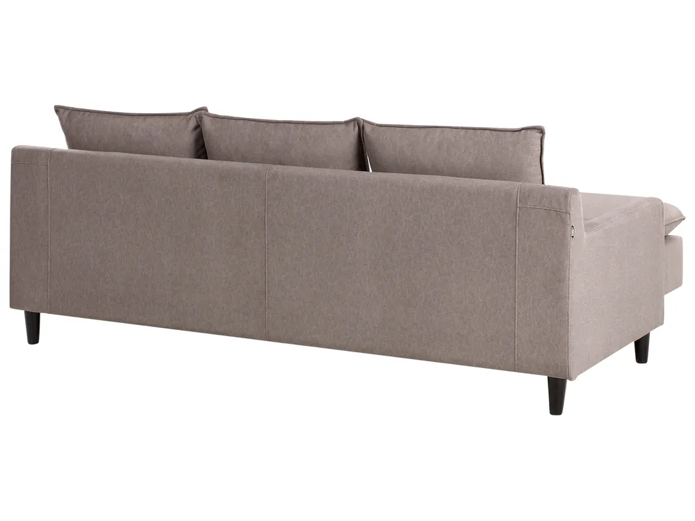 Corner Sofa 3 Seater ELVENES Velvet Taupe Right Hand_966892