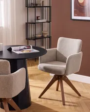 Set of 2 Dining Chairs Swivel EVELYN Boucle Beige_1125689