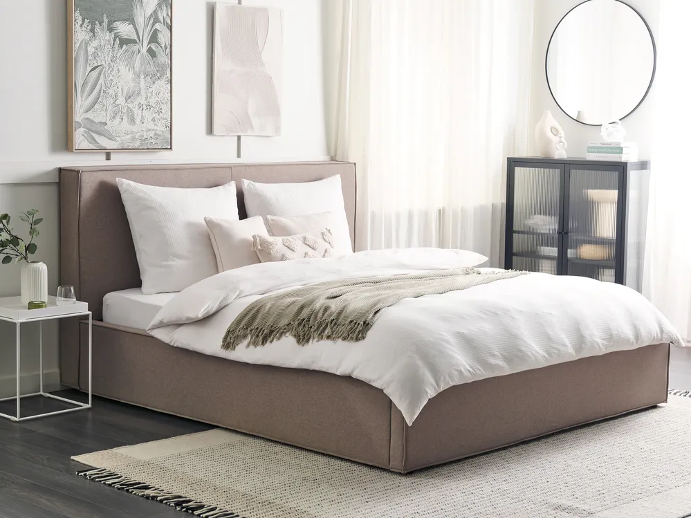 Bett mit Stauraum MOISSAC Stoff Taupe 180 x 200 cm
