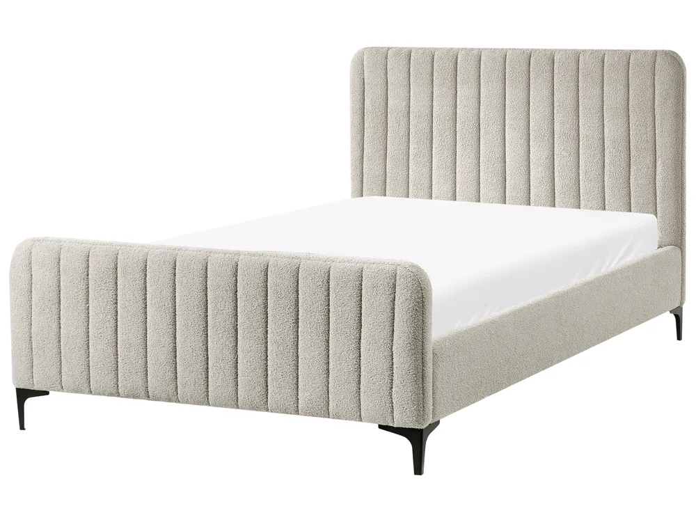 Bett mit Lattenrost Bouclé LUNAN 120 x 200 cm Beige_1025644