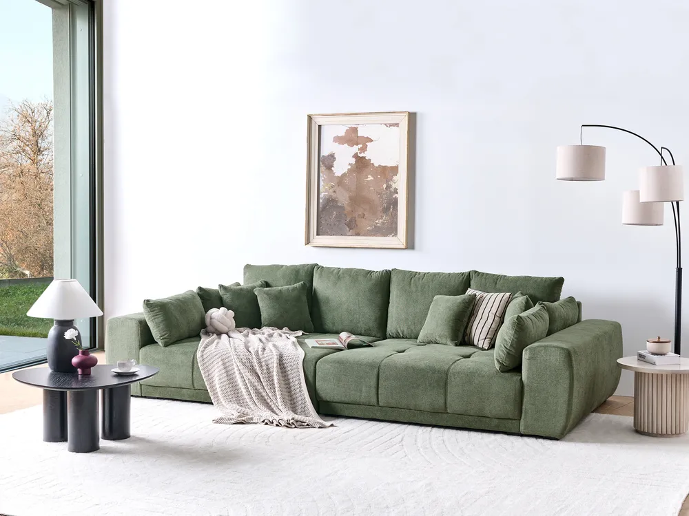 Sofa 4 Seater TORPO Chenille Dark Green
