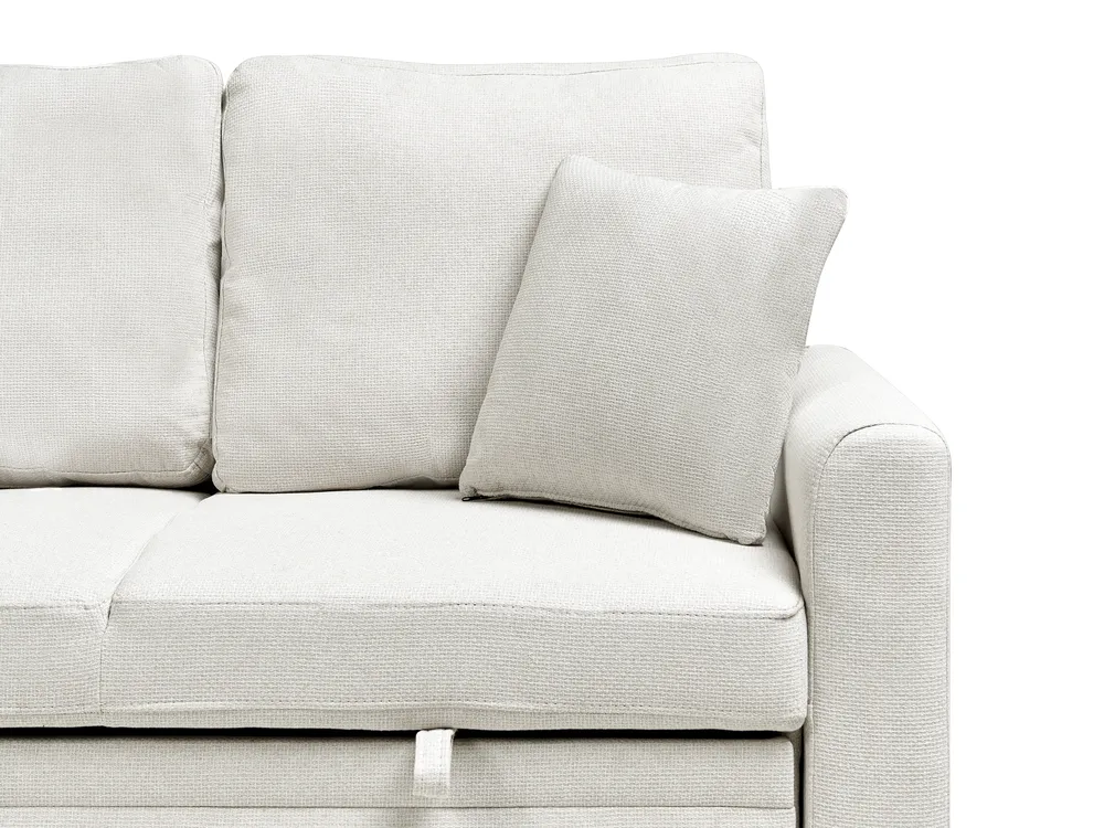 Eckschlafsofa 3-Sitzer NASSJO Kunstleinen Cremeweiß rechtsseitig_999861