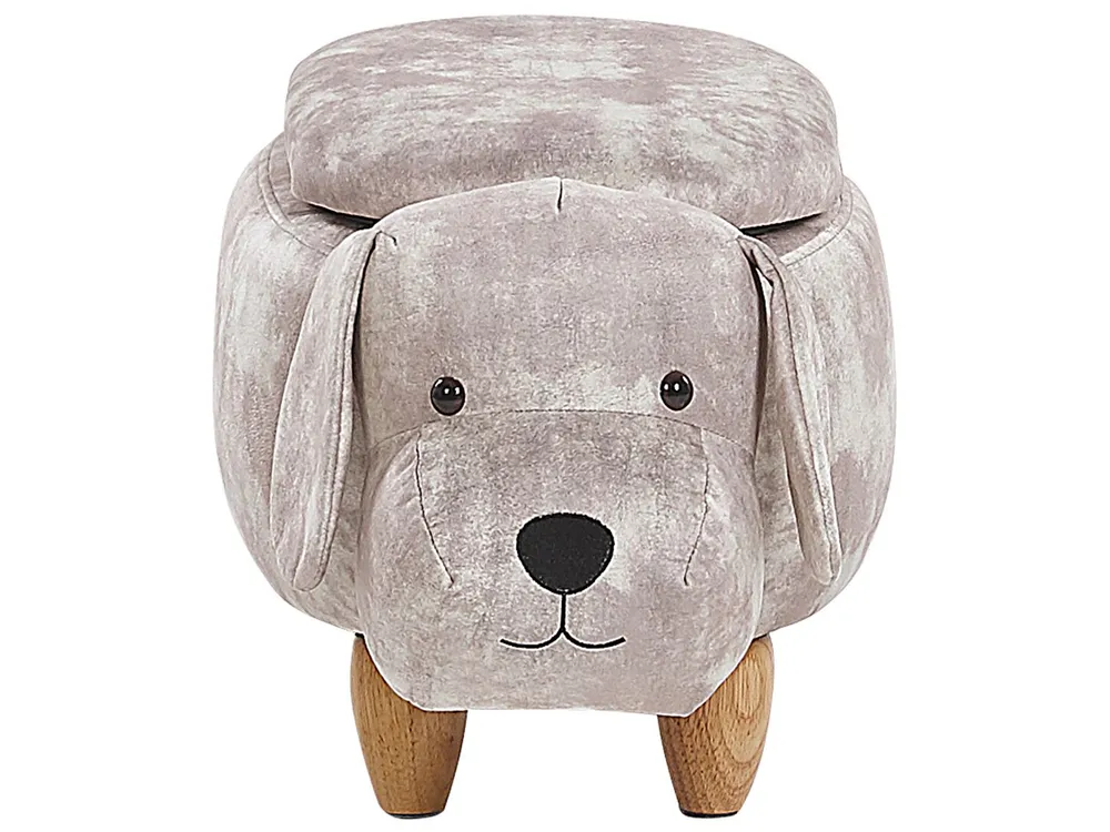 Storage Animal Stool DOGGY Dog Velvet Beige_783224