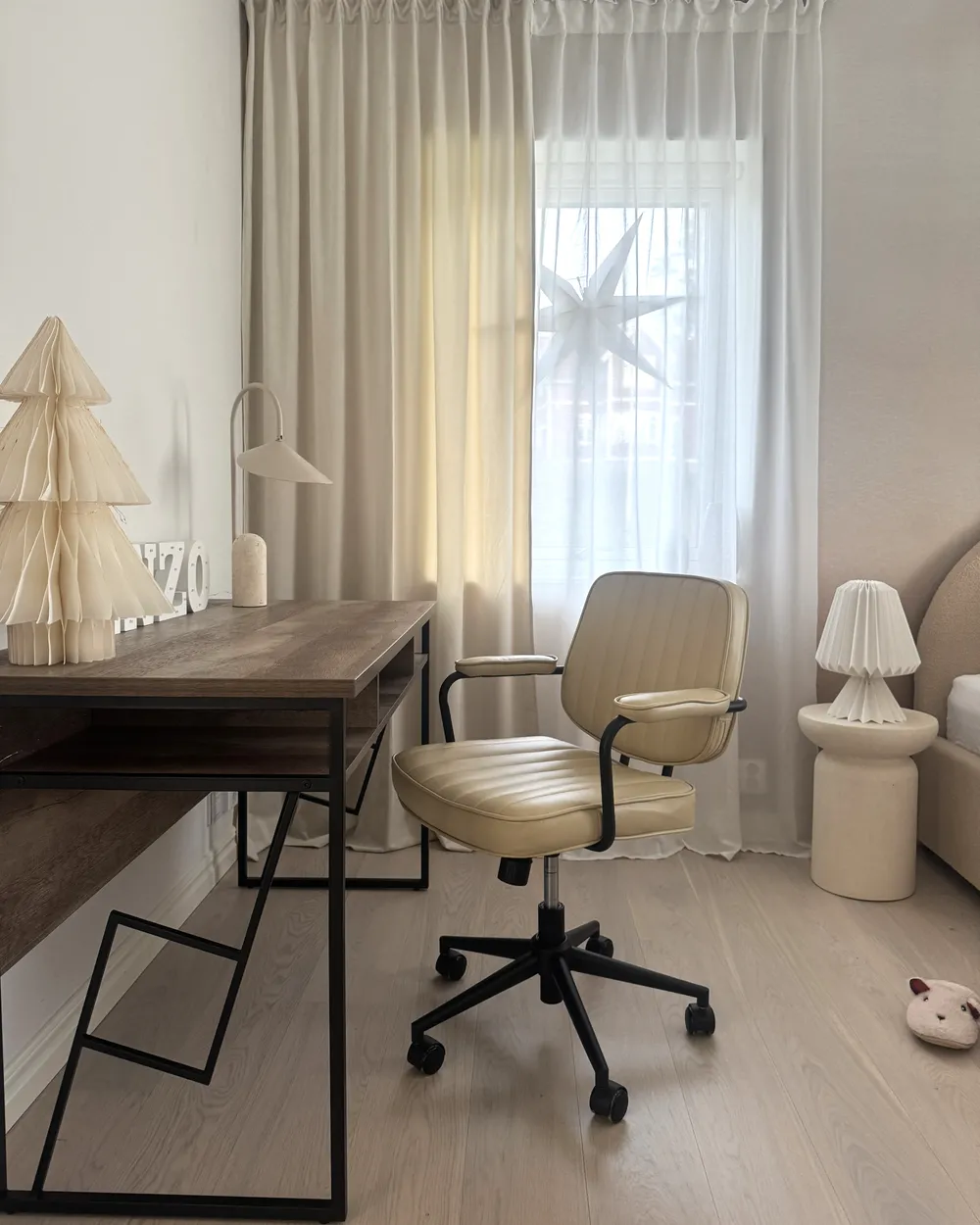 Desk Chair BERNE Faux Leather Beige_1039226