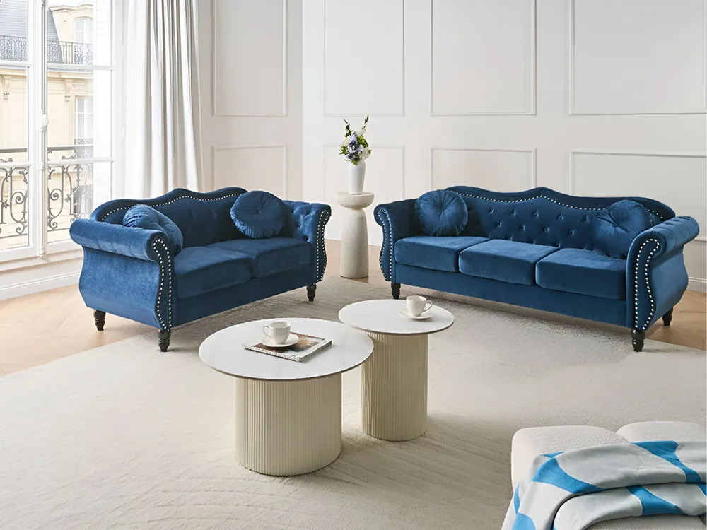 Sofa Set 5-Sitzer SKIEN Samtstoff Marineblau