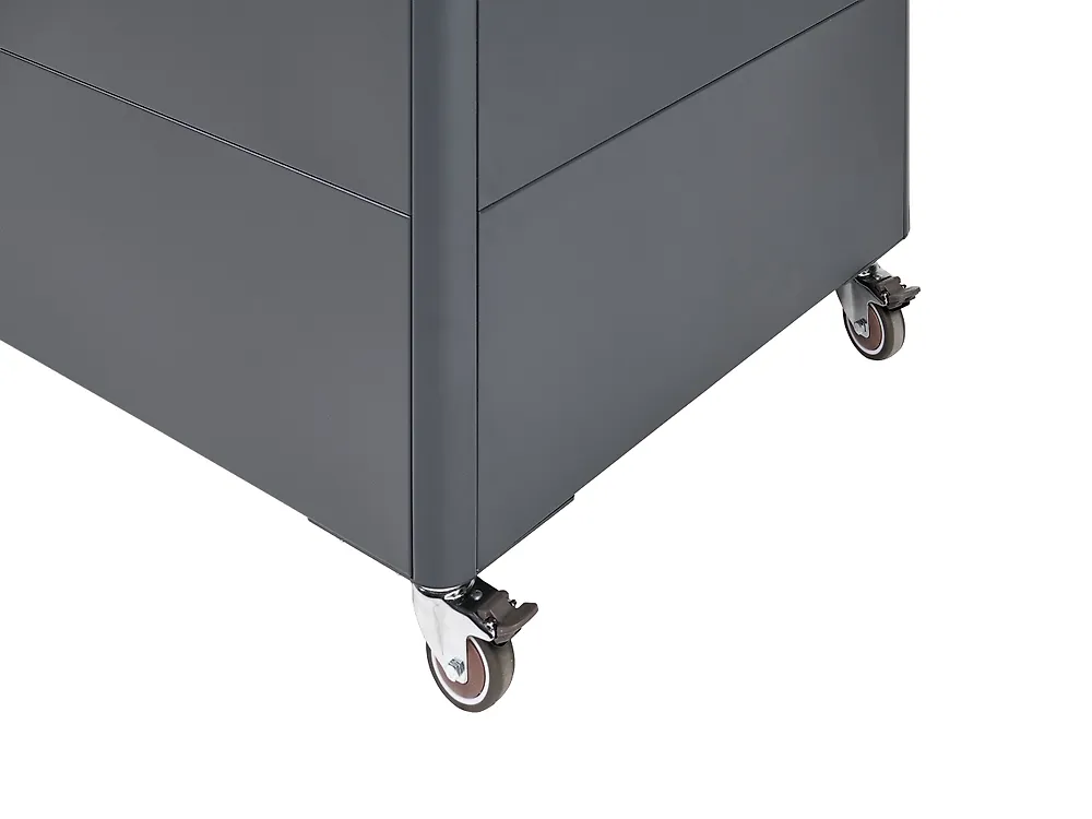 Aufbewahrungsbox KYMI 136 cm 55 cm Metall mit Rädern Dunkelgrau_1173675