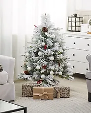 Künstlicher Weihnachtsbaum mit Schnee MASALA 120 cm Weiß_1178164