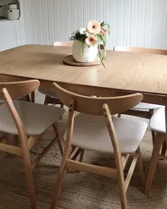 Set of 2 Dining Chairs LYNN Wood Light Brown/ Beige_913401