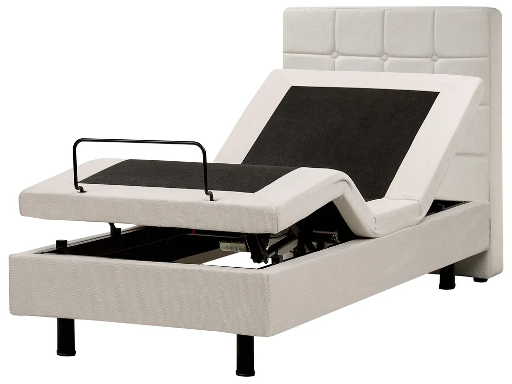 Bett verstellbar Stoff DUKE 80 x 200 cm Hellbeige