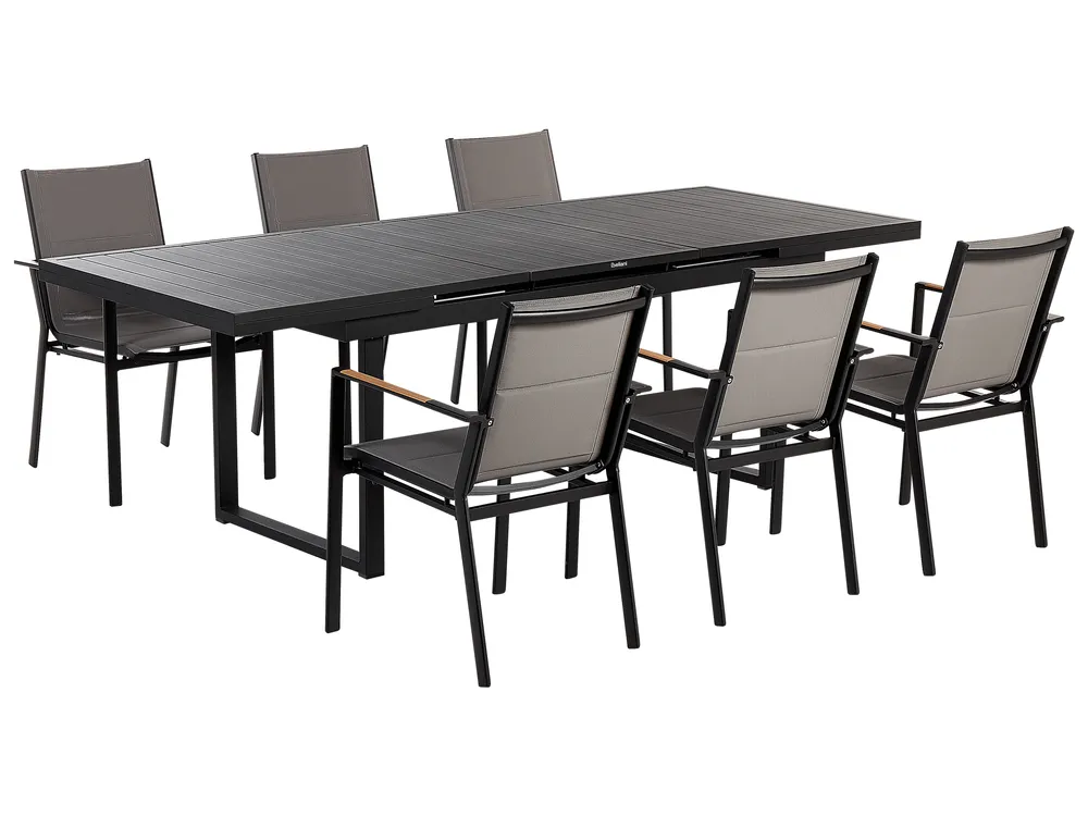 Gartenmöbel Set 6-Sitzer VALCANETTO/BUSSETO Metall Schwarz