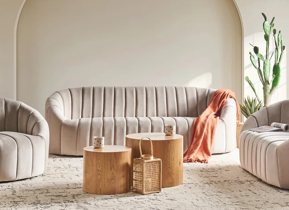 Sofa 3-Sitzer MALUNG Samtstoff Beige