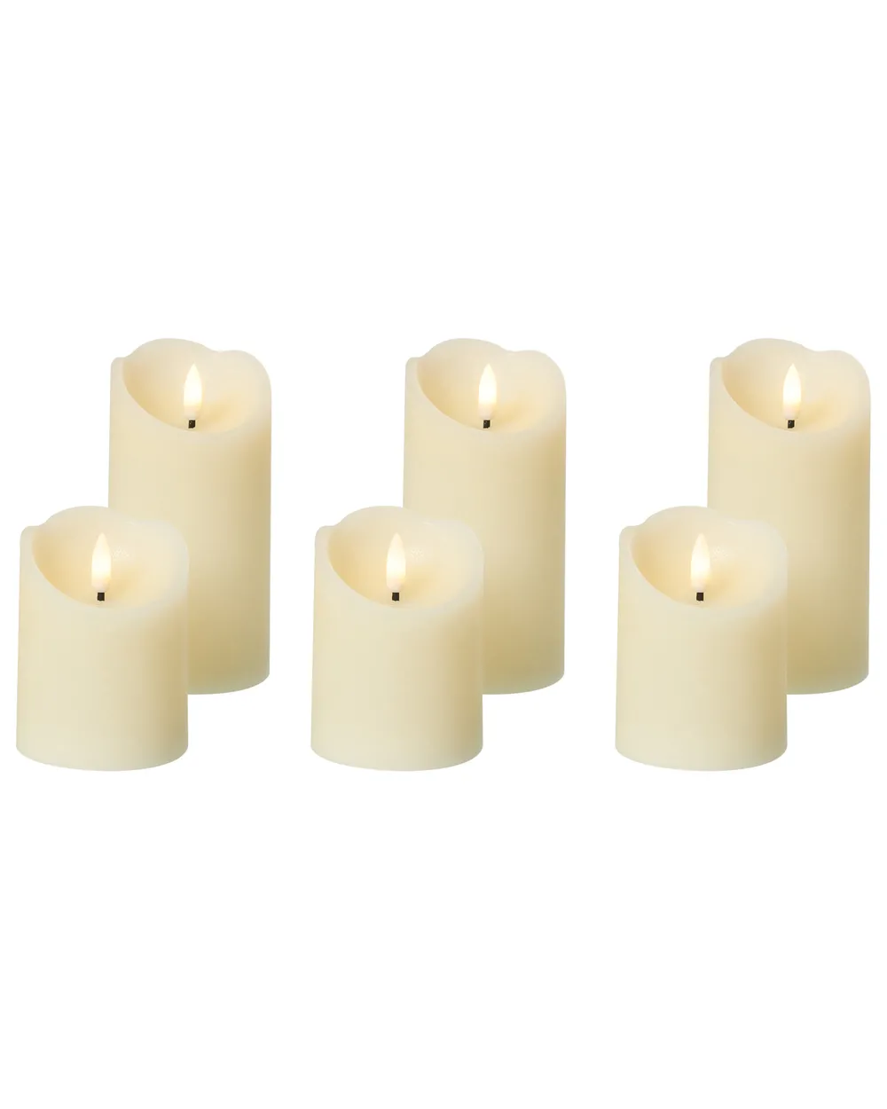LED Kerzen 6er Set AMOREA 10/15 cm Cremewei - Beliani.de