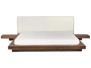 Bett mit LED Bouclé ZEN 180 x 200 cm LED Braune Esche_931391