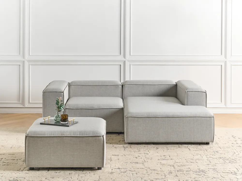 Modul Ecksofa 2-Sitzer ARDAL mit Ottomane Stoff Hellgrau linksseitig