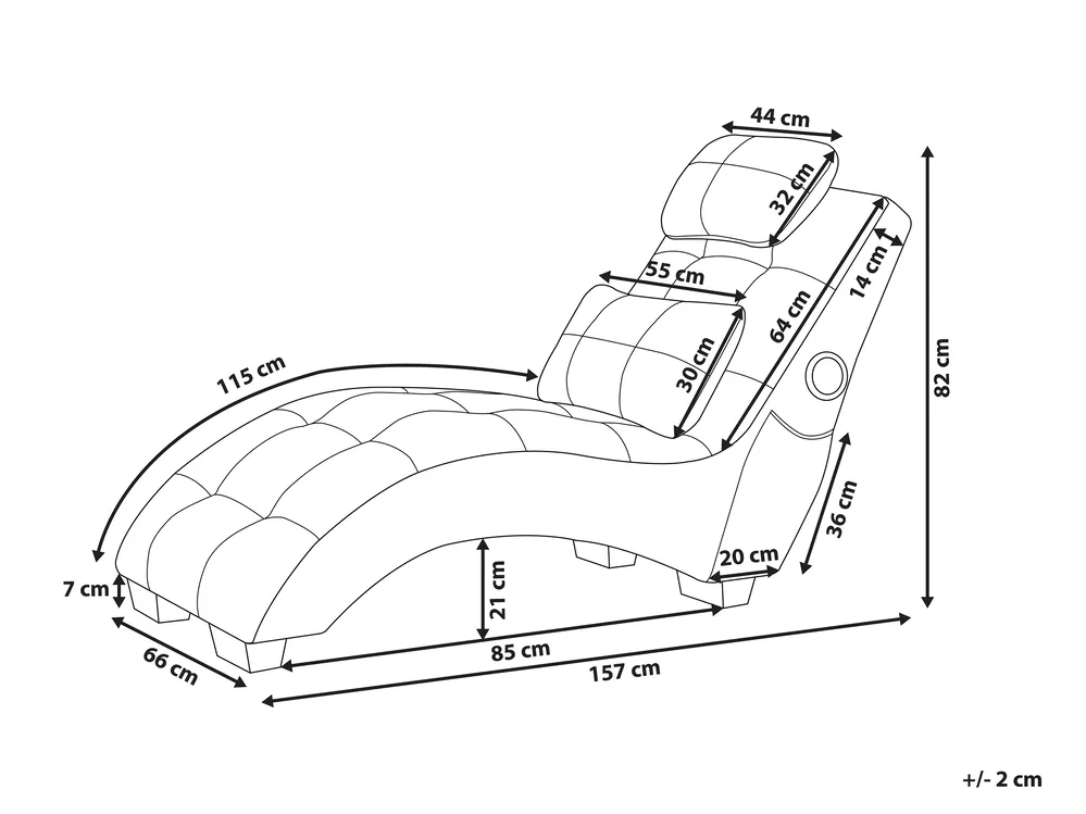 Chaiselongue SIMORRE mit Bluetooth-Lautsprecher Samtstoff Smaragdgrün_823083