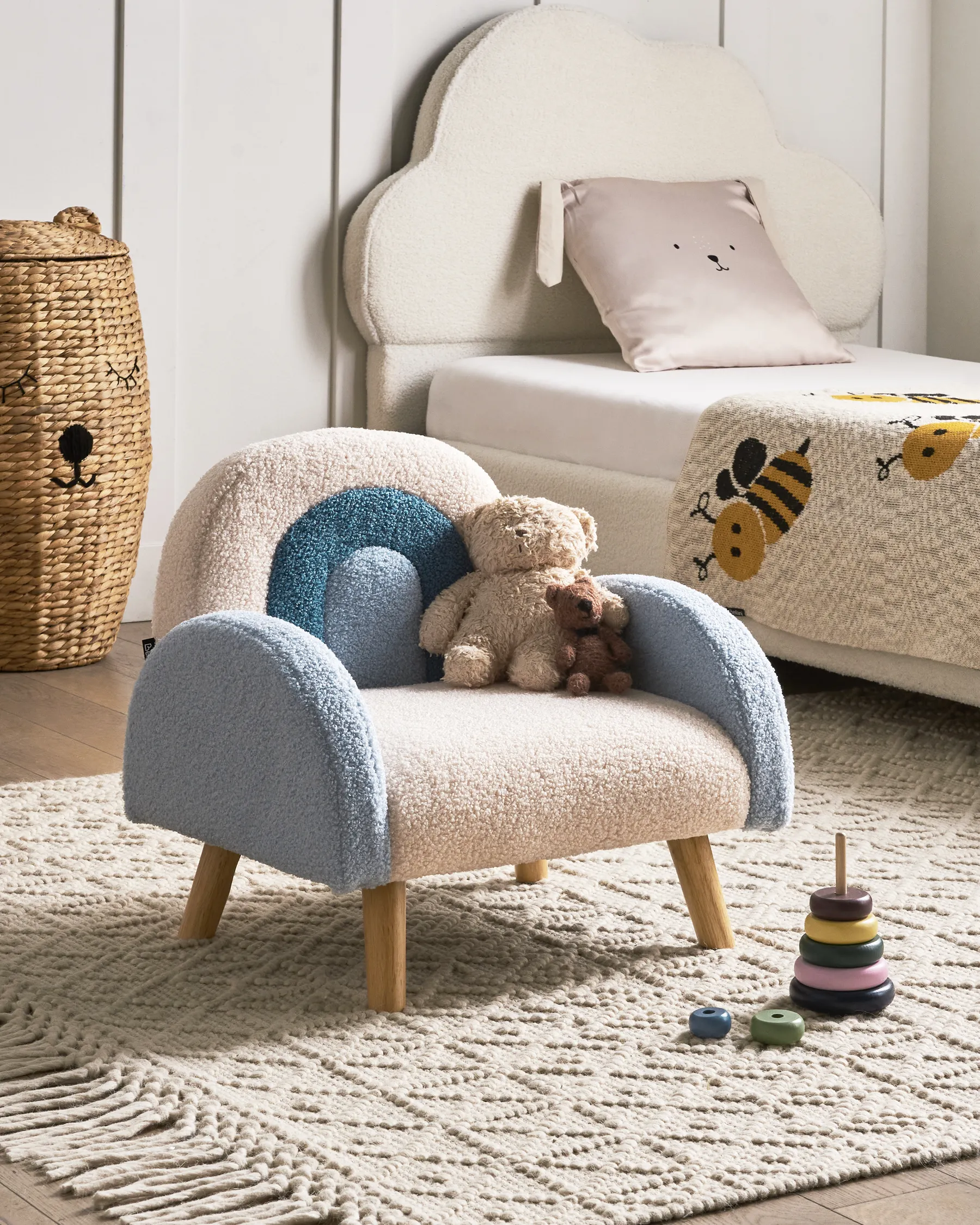 Kindersessel Regenbogen OMBO Bouclé Hellblau_977427