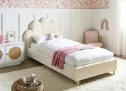 Kinderbett Muschel Samtstoff NEULISE 90 x 200 cm Beige_1044356