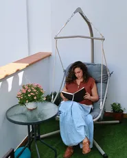 Hanging Chair with Stand ALGHERO Metal Grey_1156190