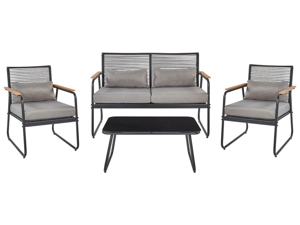 Lounge Set mit Tisch 4-Sitzer POMONTE Metall Schwarz