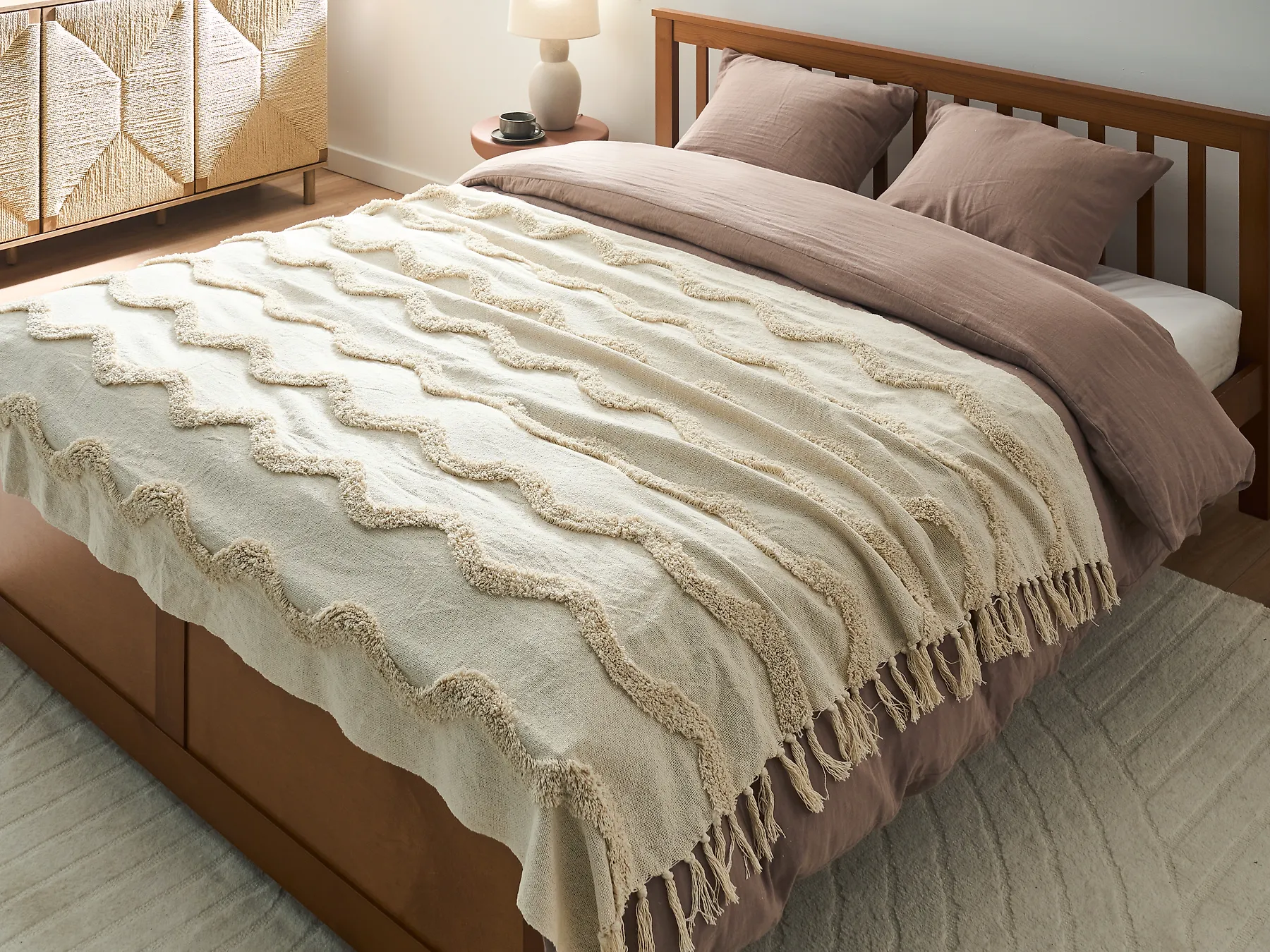 Kuscheldecke KHARI Baumwolle 150 x 200 cm Hellbeige_1067476