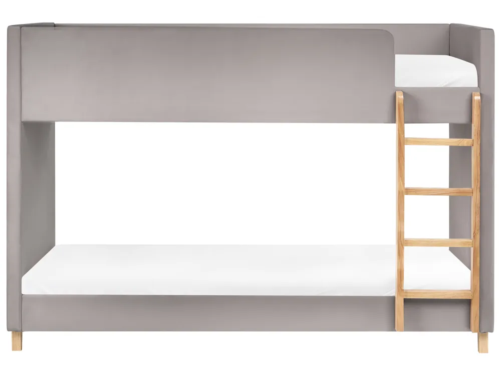 Hochbett Samtstoff CHOCQUES 90 x 200 cm Hellgrau_1040681