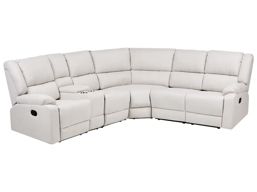 Ecksofa manuell verstellbar 5-Sitzer ROKKE Stoff Cremeweiß Hellbeige linksseitig_1105411