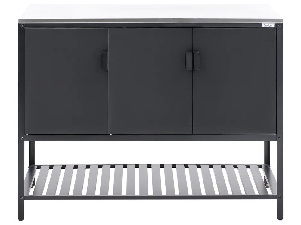 Outdoor-Küche 2er Set mit Spüle MAENZA Schwarz Metall_981474