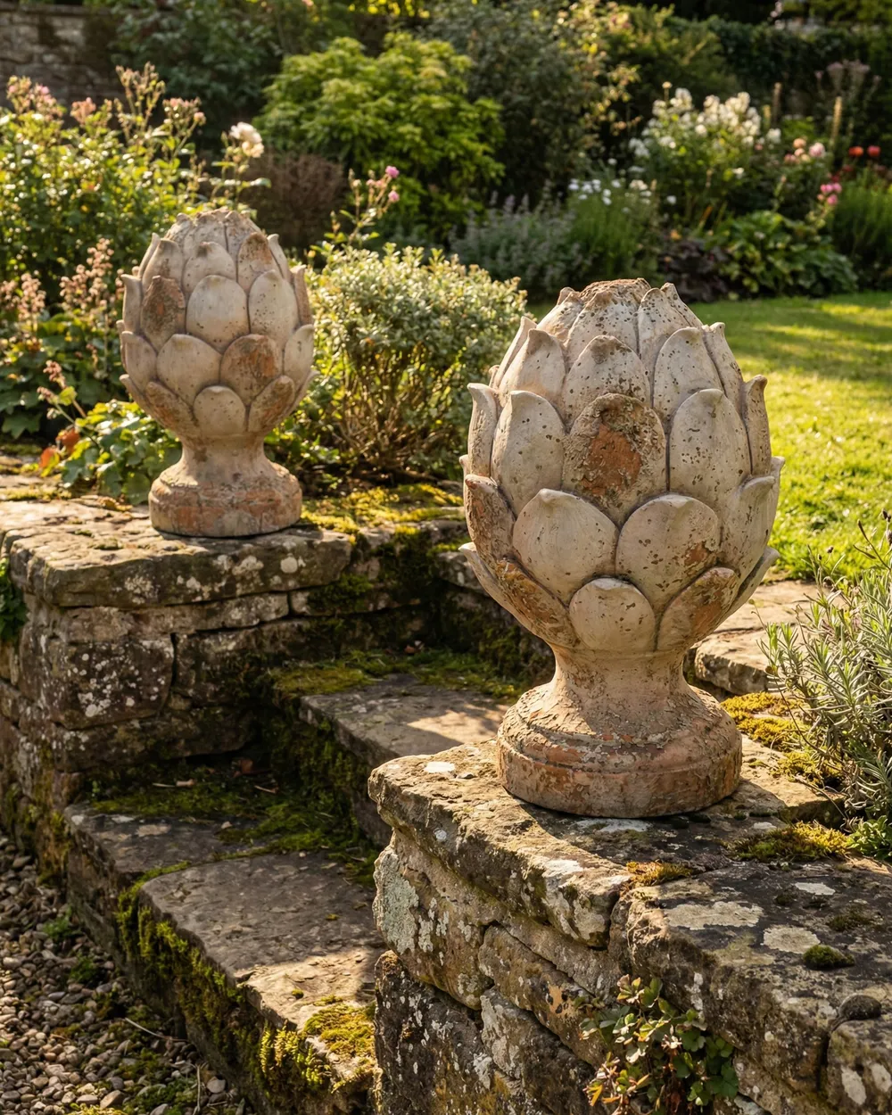 Gartenskulptur 2er Set CORRINALDO Zapfen Beige