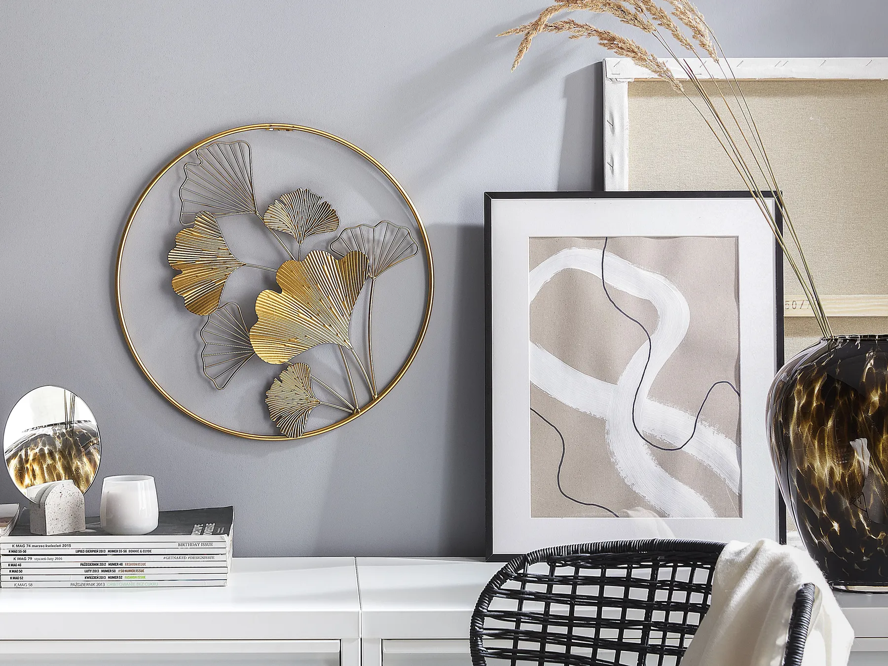 Wall Decor Flower BISMUTH Metal 45 cm Gold_780692