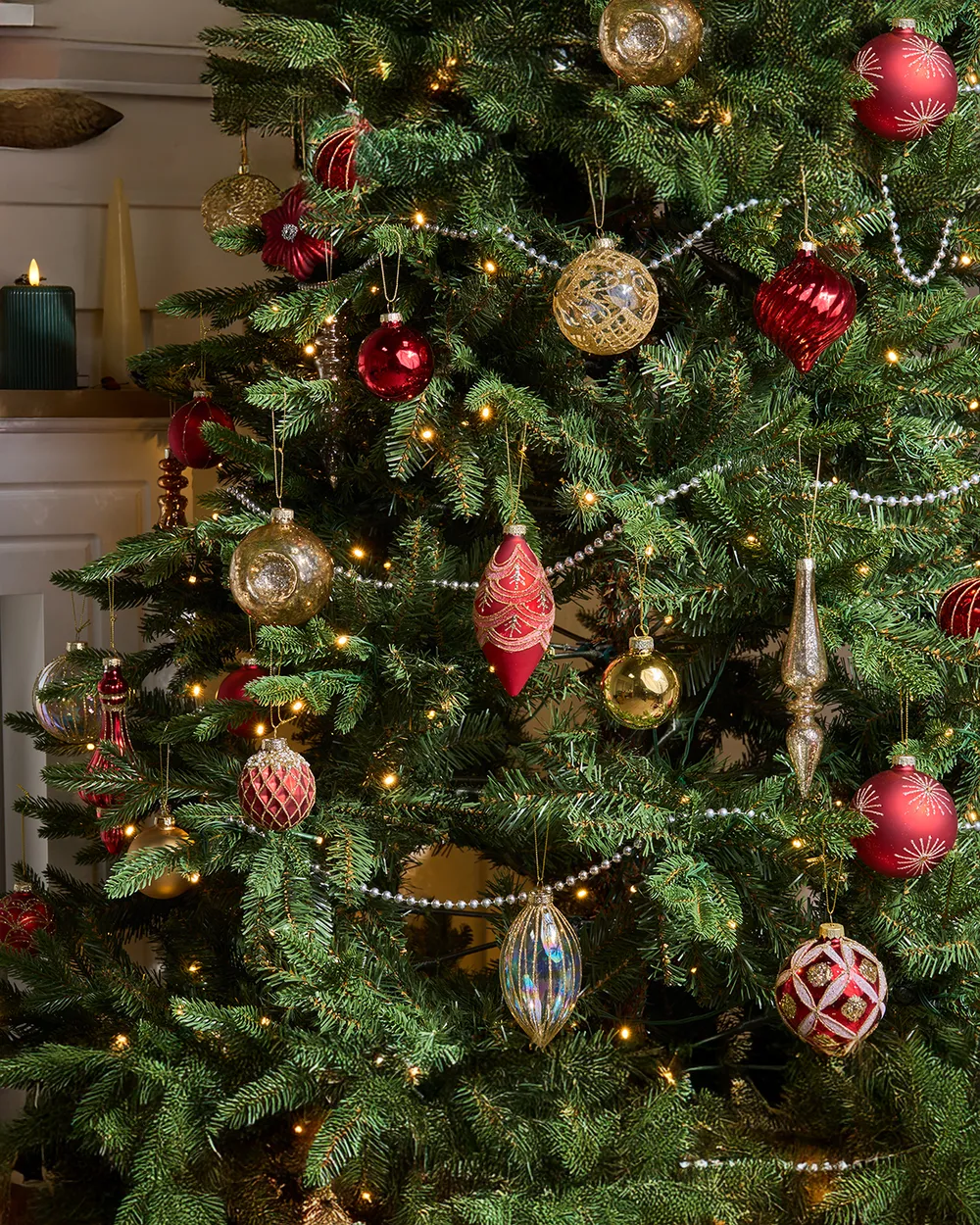 Weihnachtskugel 50er Set SPARKLE Glas Rot / Gold_1032804