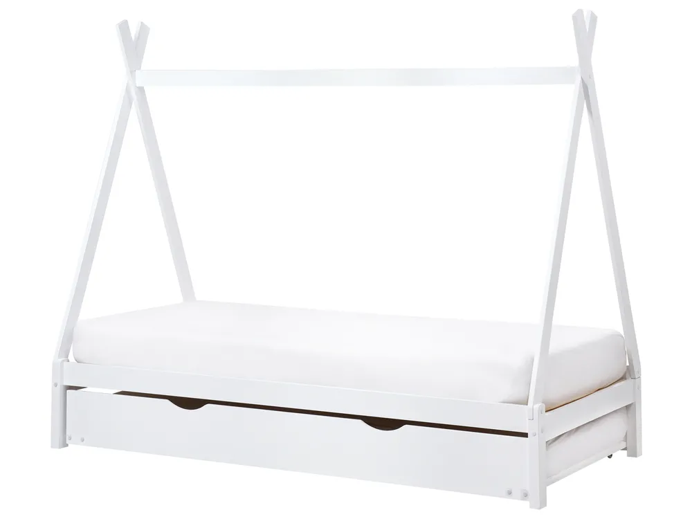 Kinderbett mit Ausziehbett Kiefernholz TALMONTIERS 90 x 200 cm Weiß
