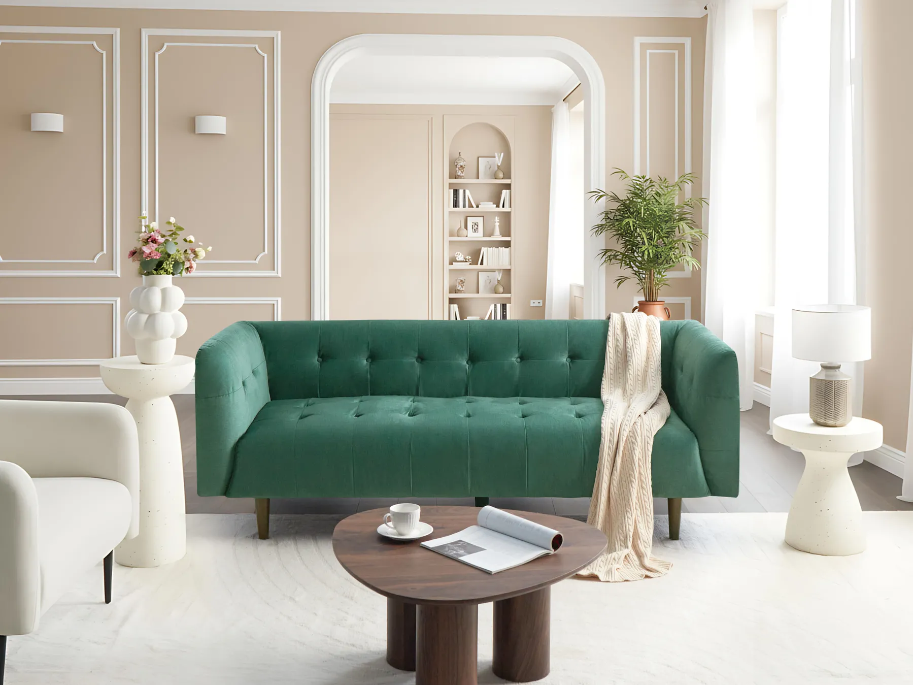Sofa 3 Seater BYSKE Fabric Green_958908