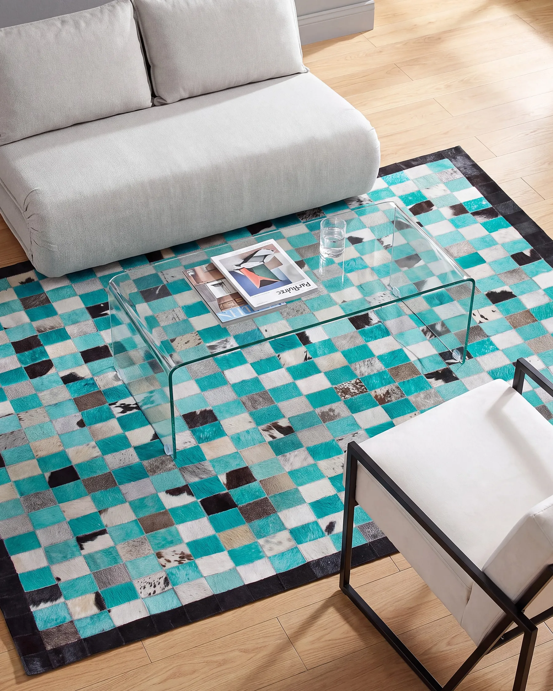 Rug NIKFER Blue 140 x 200 cm Leather_758306