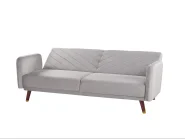 Schlafsofa 3-Sitzer SENJA Samtstoff Hellgrau_818046