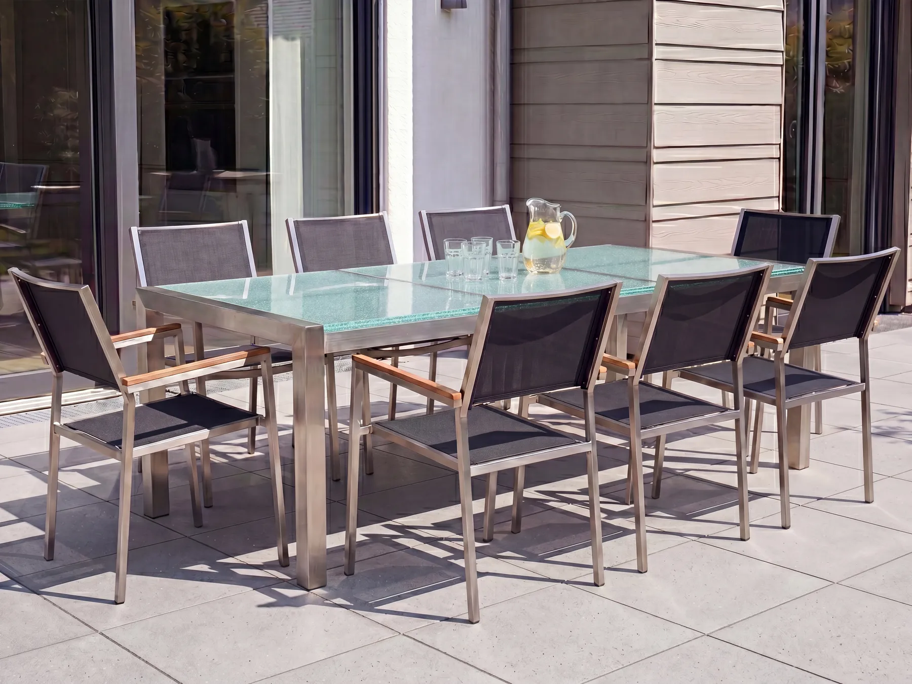 Gartentisch GROSSETO 220 cm 100 cm Crashglas Transparent_729412