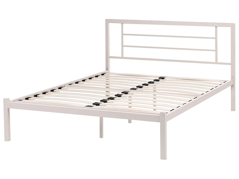 Bett mit Lattenrost Metall CUSSET 120 x 200 cm Hellbeige_1162059