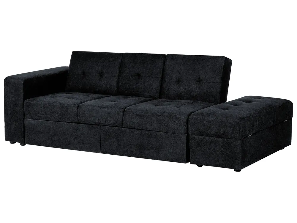 Schlafsofa 3-Sitzer FALSTER mit Stauraum Stoff Schwarz_878868