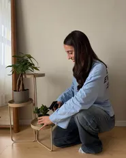 Plant Stand FRAGARIA 42 cm Metal Beige_1160932