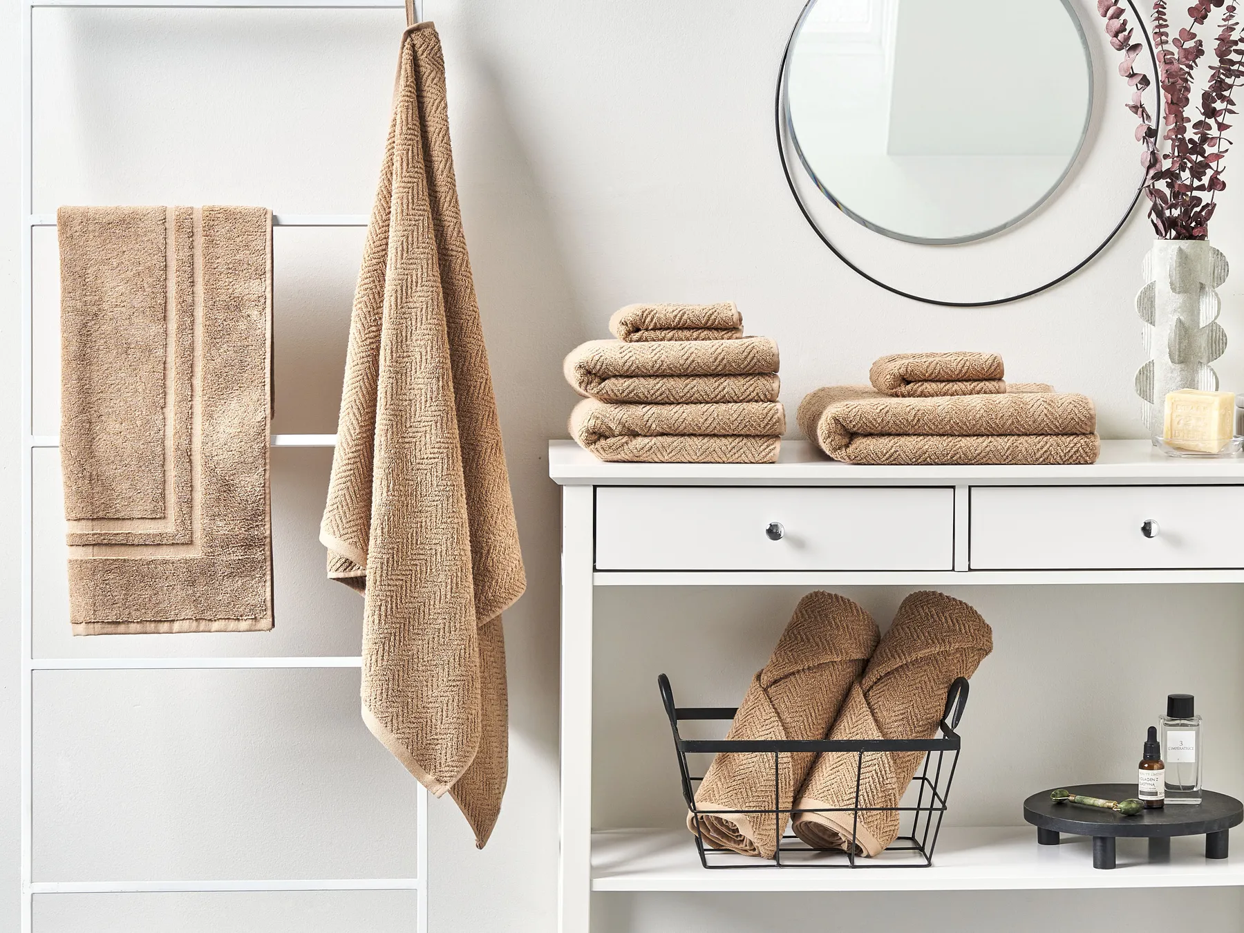Handtücher 9er Set MITIARO Baumwollfrottee Sandbeige_841757