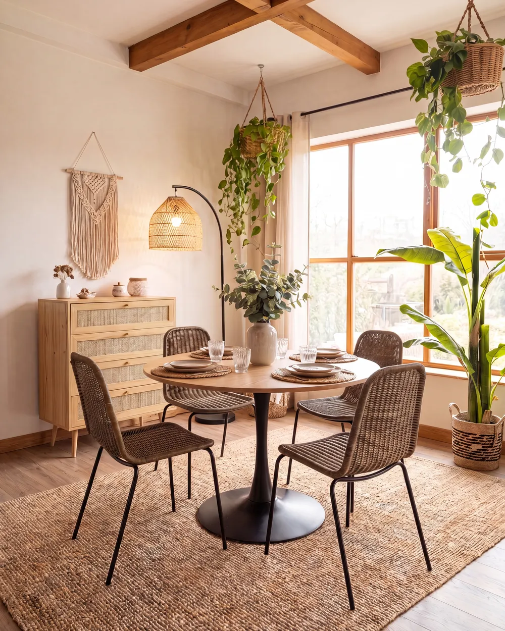 Esszimmerstuhl 2er Set ROXTON Rattan Dunkelbraun