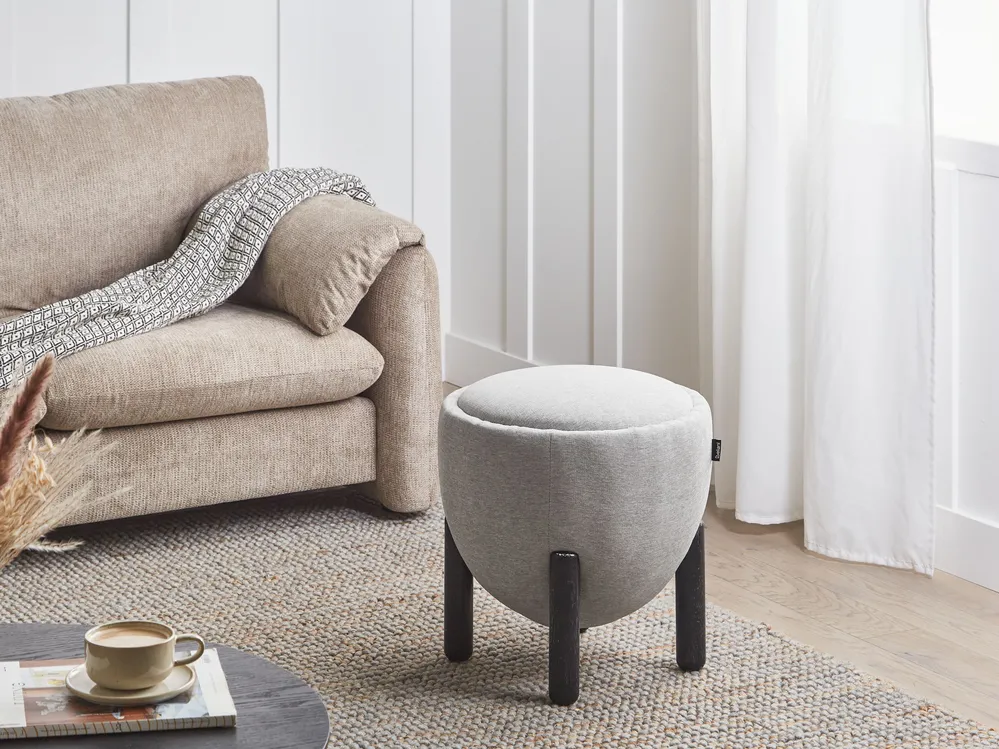 Pouf ARCHIE Kunstleinen Grau_1073014