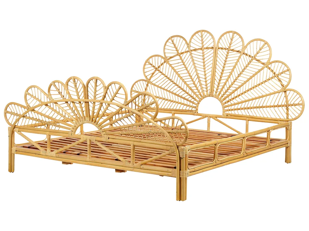 Bett mit Lattenrost Rattan FLORENTINE 180 x 200 cm Hellbraun_868934