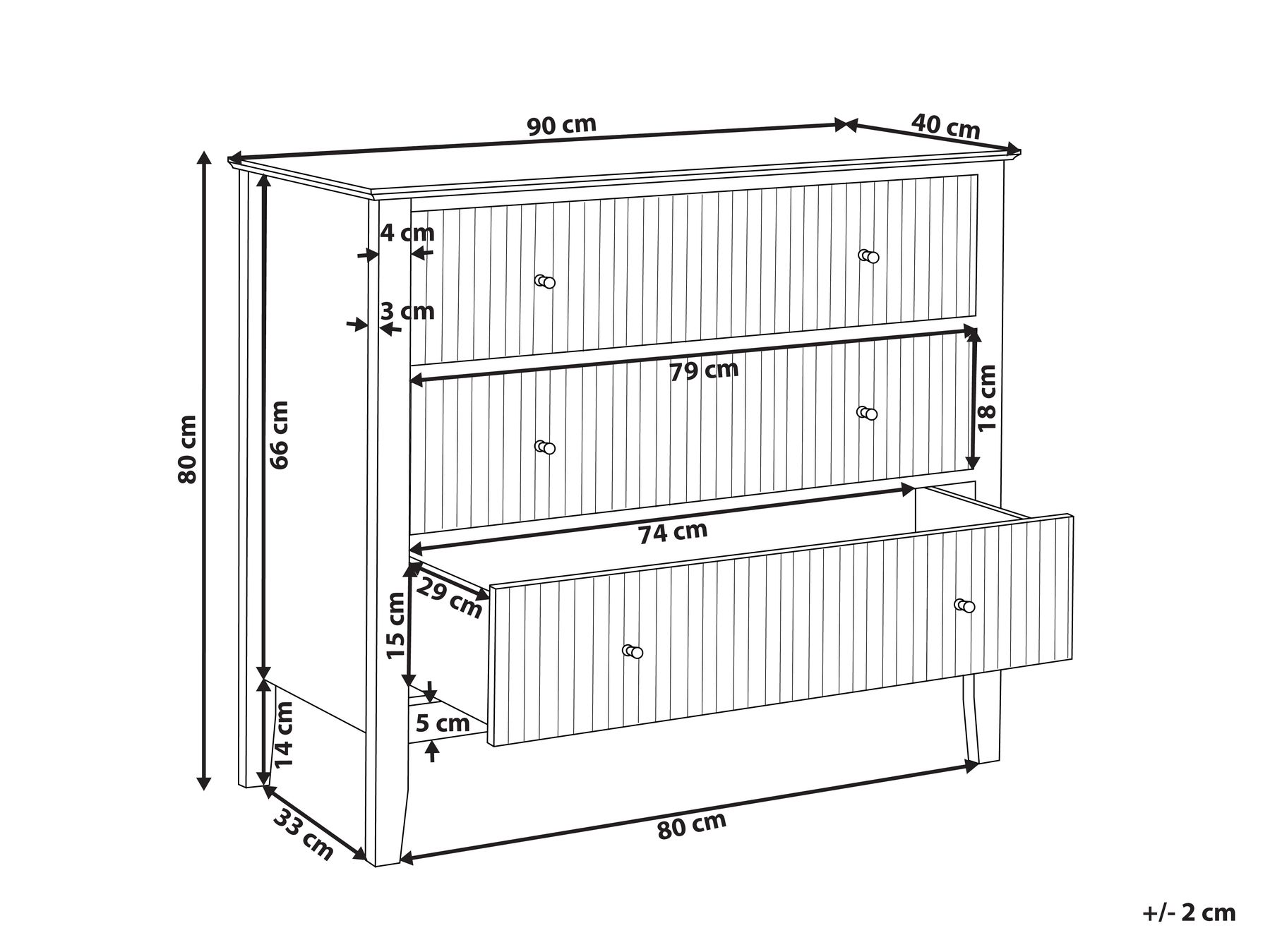 3 Drawer Chest ASSISI White_943028