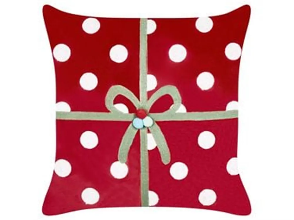 Dekokissen 2er Set GUMDROP 45 x 45 cm Samtstoff Rot Weihnachtsmotiv_1184006