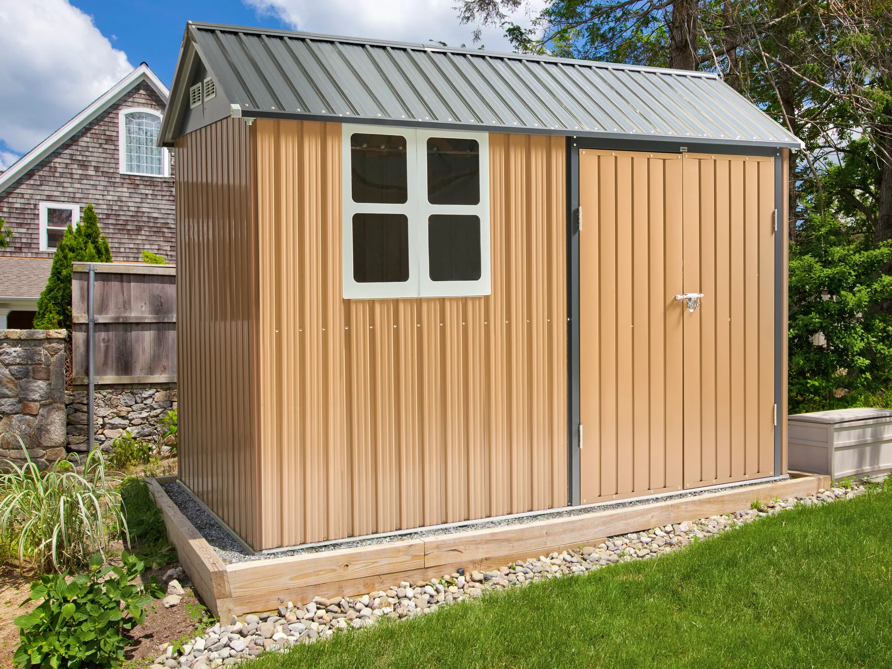 Gerätehaus NOCCIANO 313 cm 220 cm Metall Braun_1020002