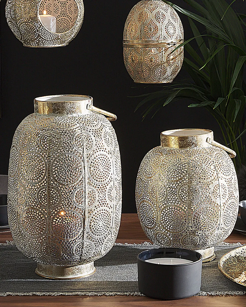 Laterne LANTAU 30 cm Metall Gold